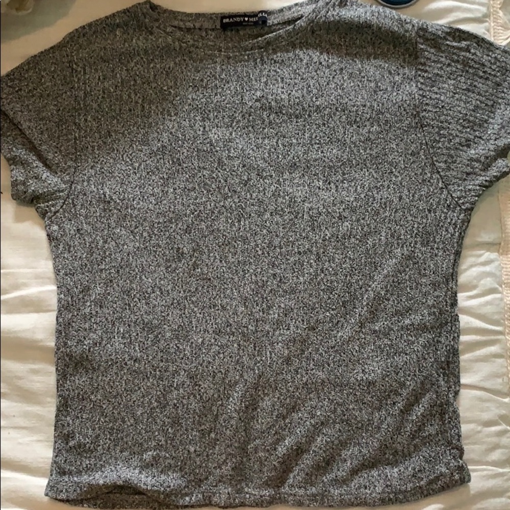 Brandy Melville Grey Ribbed Tee